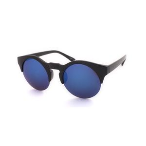 POP Eyewear Unisex Half Frame Blue Lens Tint Round Sunglasses